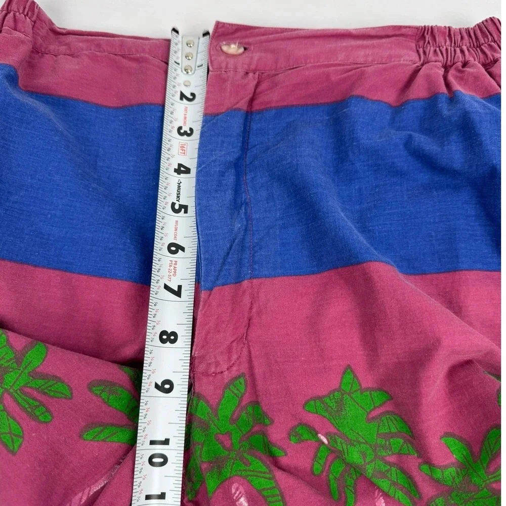 VTG Chaps Ralph Lauren Men's Tropical Palm Tree Stripe Swim Trunks Shorts Size M